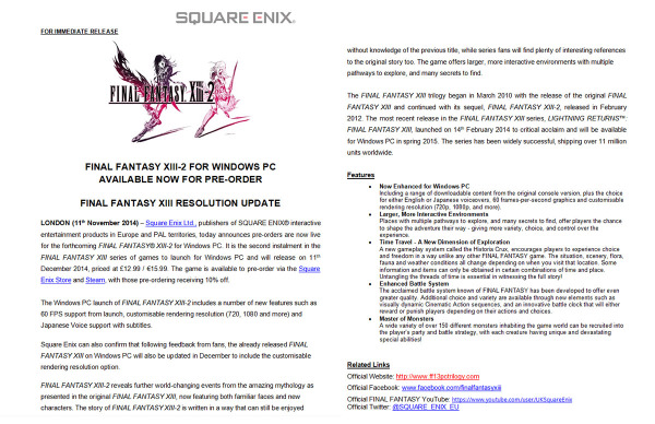 Lightning Returns: Final Fantasy XIII – rivelato il periodo d’uscita su PC