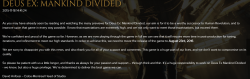 Deus Ex: Mankind Divided – Annunciato ufficialmente il rinvio ad Agosto 2016